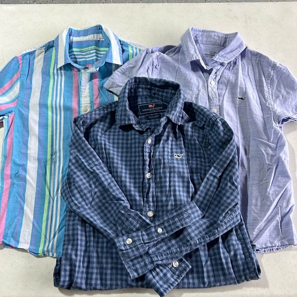 EUC Lot of 3 Vineyard Vines Boys Dress Shirts Size Small 8-10